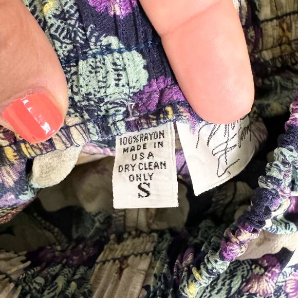 Mark‎ & Company Vintage Large Purple White floral print peg leg pants SMALL - Picture 4 of 6